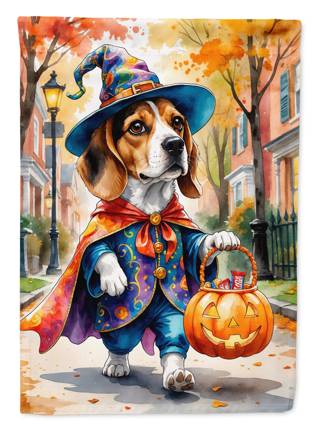 Beagle Halloween Trick or Treat Garden Flag Mailbox Decorative Yard Banner Outside Patio Artwork for Flower Beds, Garden Size, Multicolor