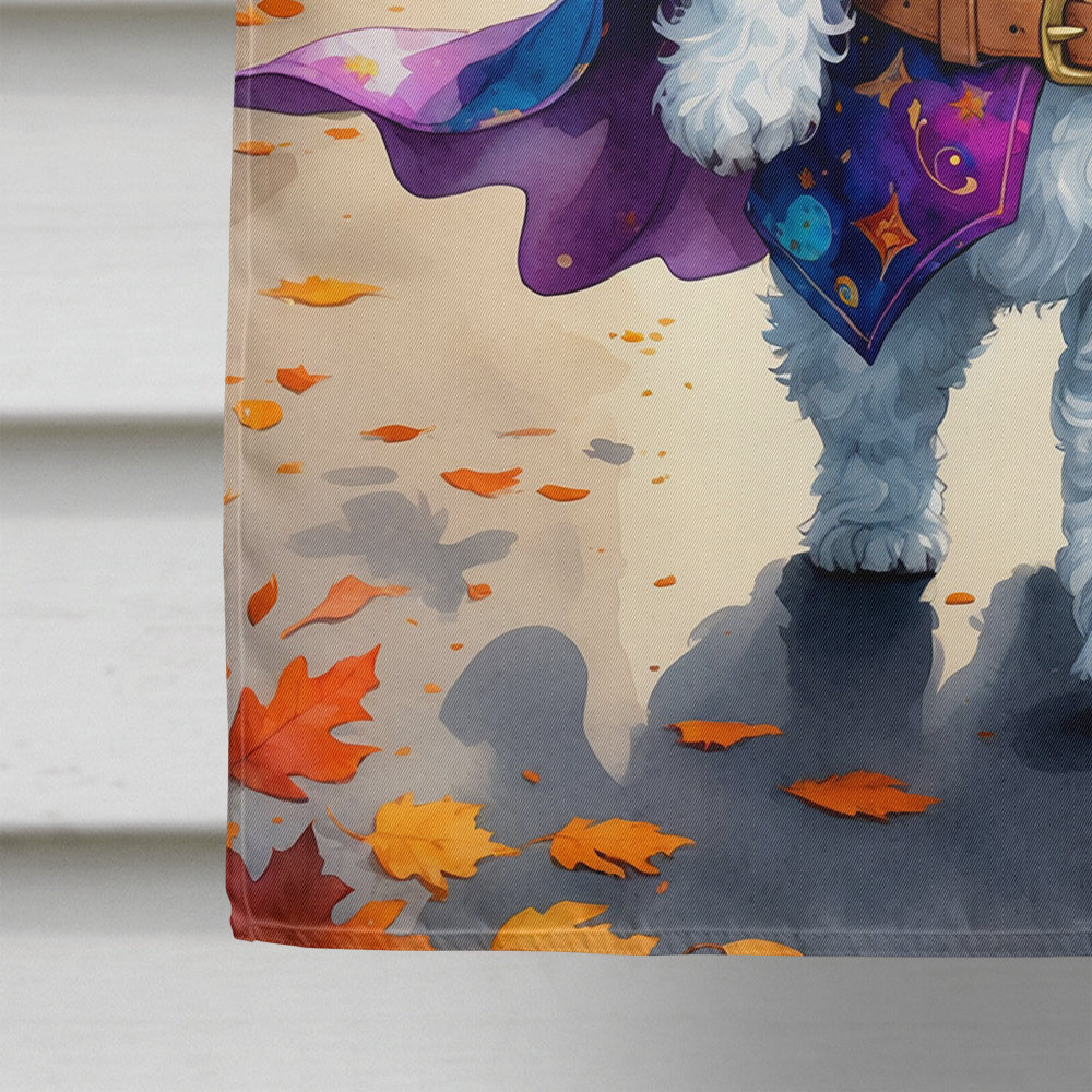 Bichon Frise Halloween Trick or Treat House Flag 28x40 Porch Sleeve Pole Decorative Outside Yard Banner Artwork Wall Hanging, Polyester