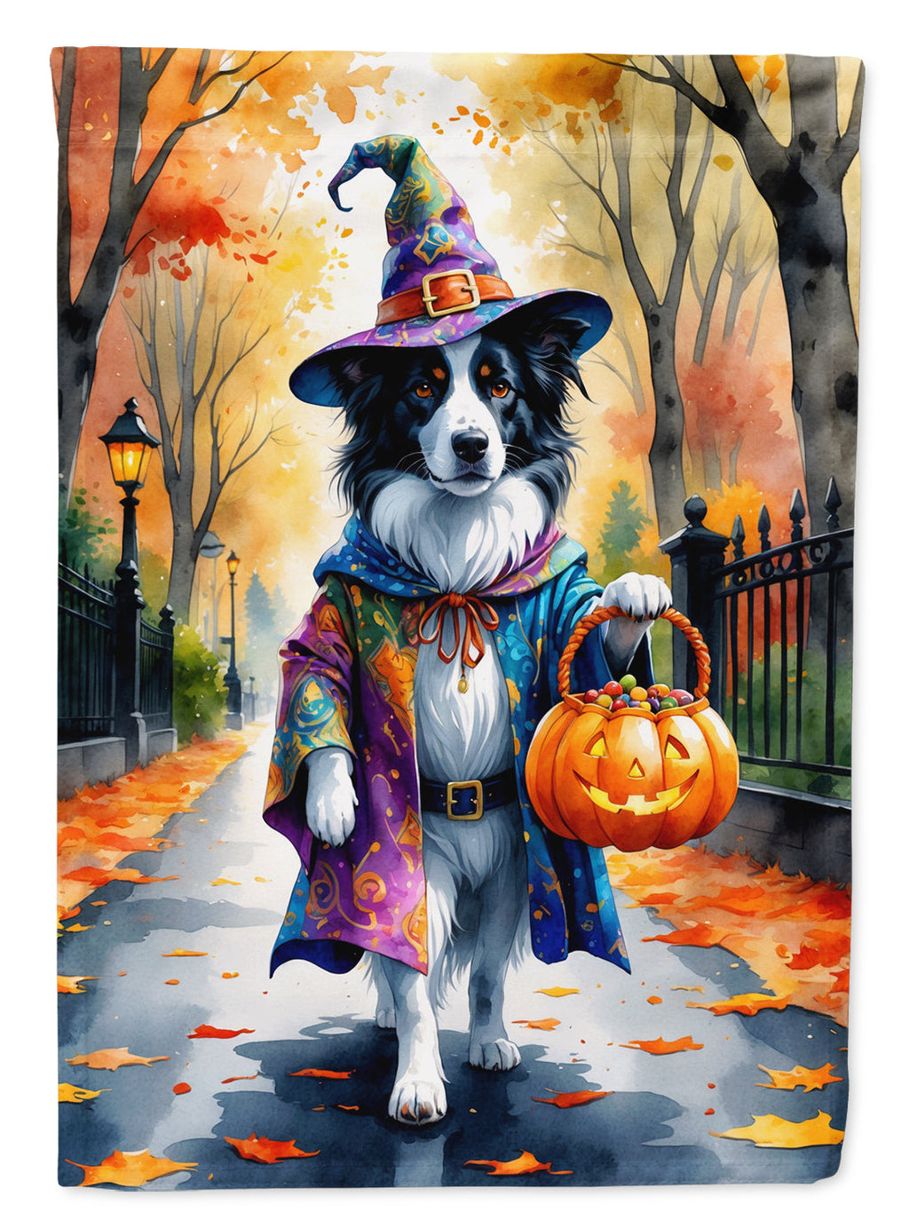 Border Collie Halloween Trick or Treat Garden Flag Mailbox Decorative Yard Banner Outside Patio Artwork for Flower Beds, Garden Size, Multicolor