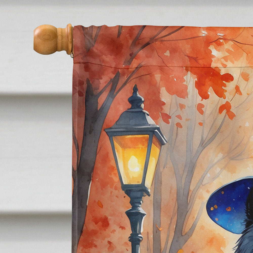 Black Chow Chow Halloween Trick or Treat House Flag 28x40 Porch Sleeve Pole Decorative Outside Yard Banner Artwork Wall Hanging, Polyester