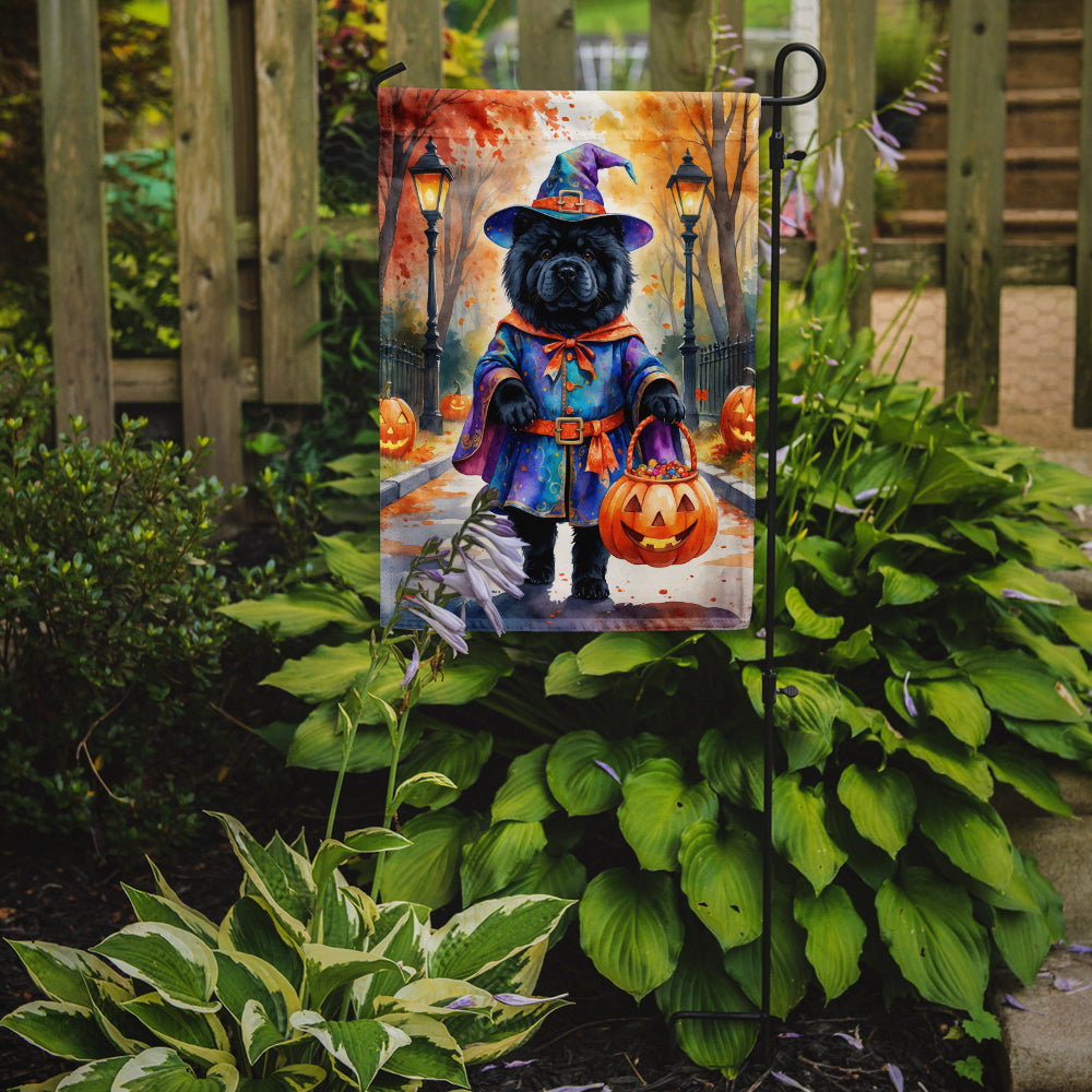 Black Chow Chow Halloween Trick or Treat Garden Flag Mailbox Decorative Yard Banner Outside Patio Artwork for Flower Beds, Garden Size, Multicolor