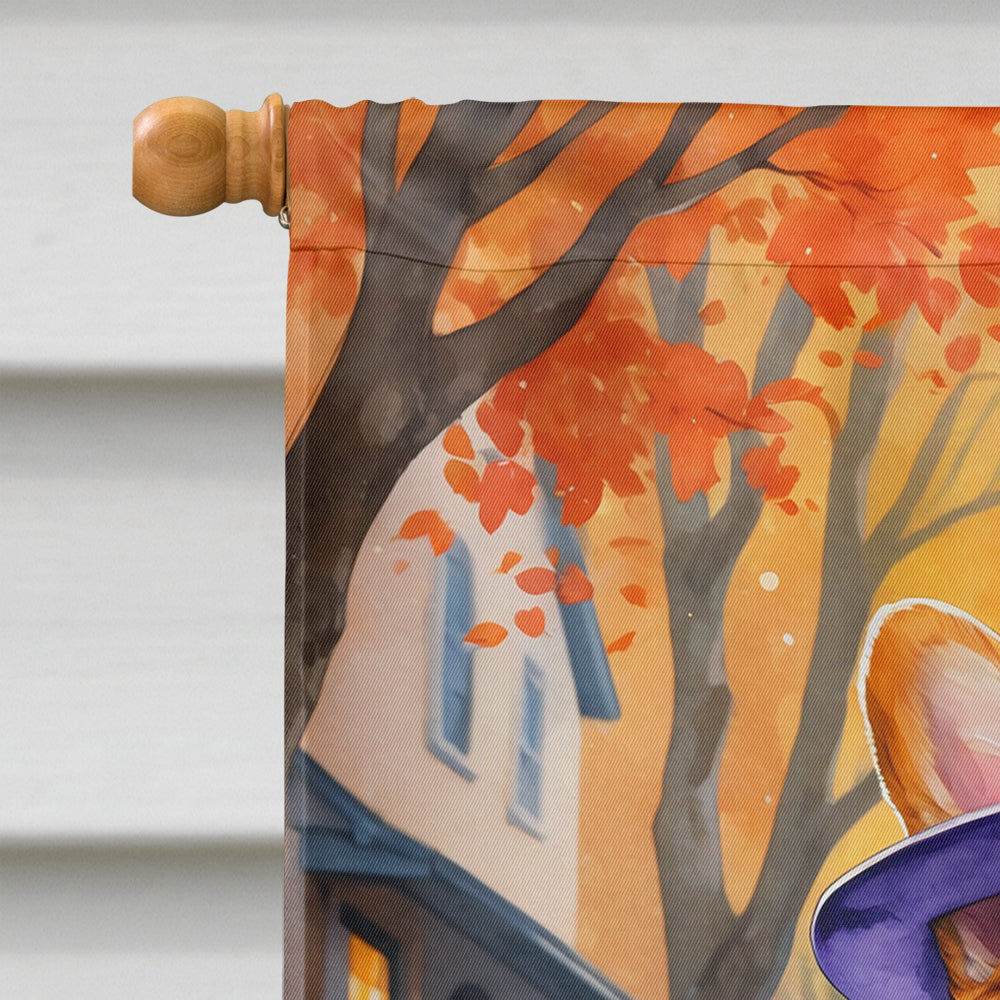 Corgi Halloween Trickor Treat House Flag 28x40 Porch Sleeve Pole Decorative Outside Yard Banner Artwork Wall Hanging, Polyester