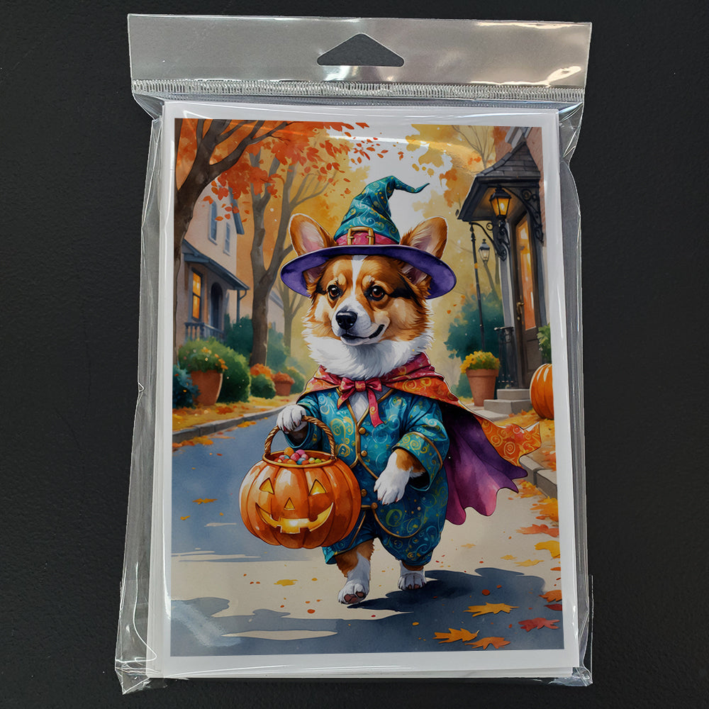 Corgi Halloween Trickor Treat Greeting Cards Pack of 8 Blank Cards with Envelopes Whimsical A7 Size 5x7
