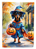 Dachshund Halloween Trick or Treat Garden Flag Mailbox Decorative Yard Banner Outside Patio Artwork for Flower Beds, Garden Size, Multicolor