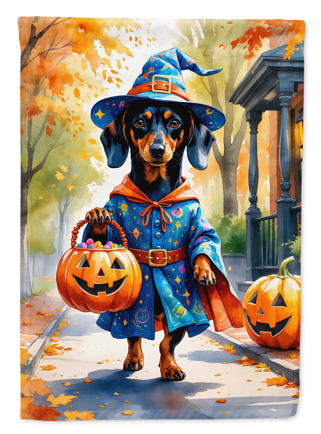 Dachshund Halloween Trick or Treat Garden Flag Mailbox Decorative Yard Banner Outside Patio Artwork for Flower Beds, Garden Size, Multicolor