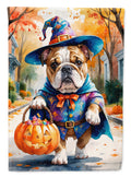 English Bulldog Halloween Trick or Treat Garden Flag Mailbox Decorative Yard Banner Outside Patio Artwork for Flower Beds, Garden Size, Multicolor
