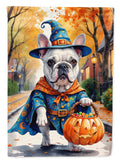 White French Bulldog Halloween Trick or Treat Garden Flag Mailbox Decorative Yard Banner Outside Patio Artwork for Flower Beds, Garden Size, Multicolor