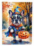 Black White French Bulldog Halloween Trick or Treat House Flag 28x40 Porch Sleeve Pole Decorative Outside Yard Banner Artwork Wall Hanging, Polyester