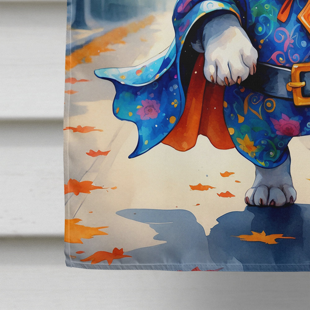 Black White French Bulldog Halloween Trick or Treat House Flag 28x40 Porch Sleeve Pole Decorative Outside Yard Banner Artwork Wall Hanging, Polyester