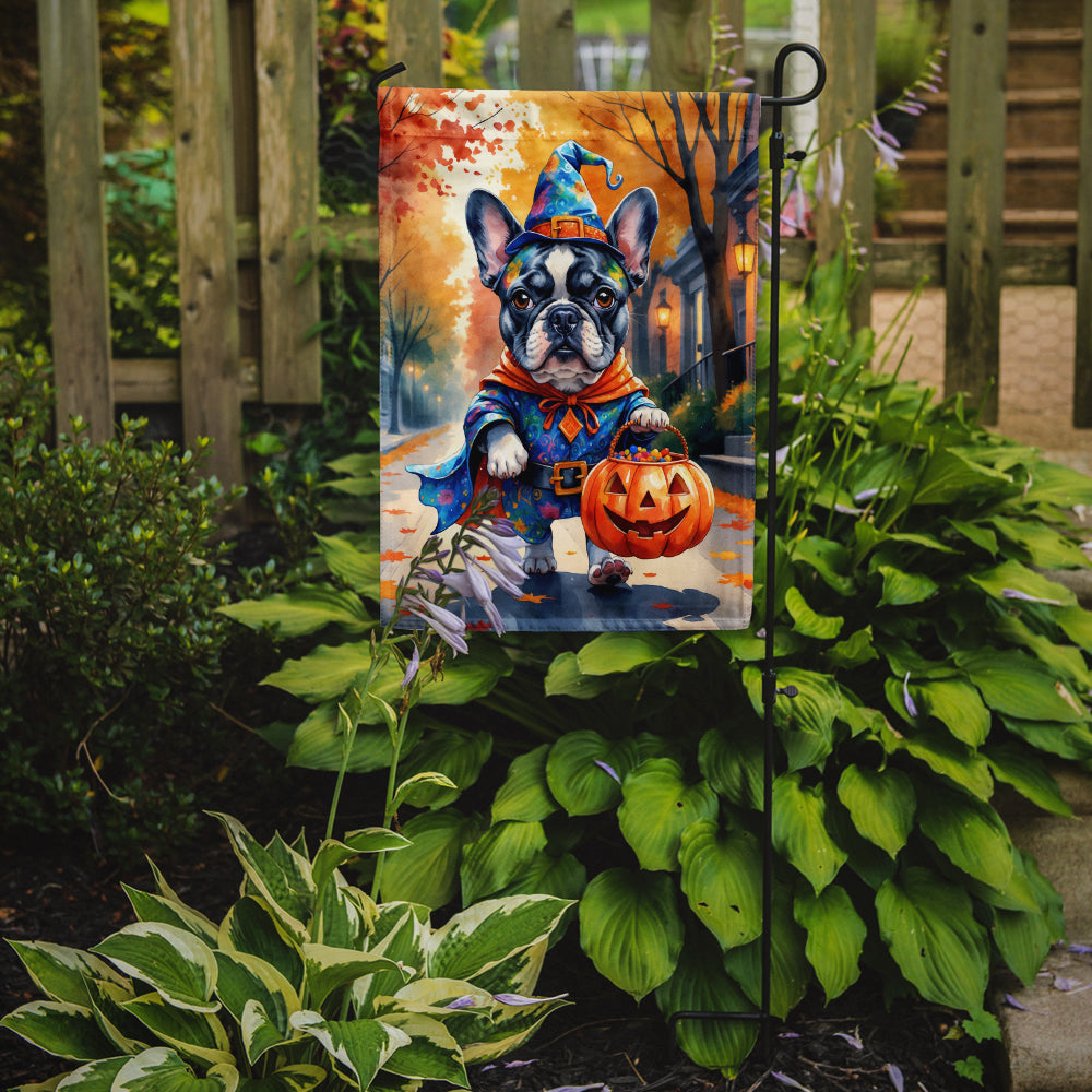 Black White French Bulldog Halloween Trick or Treat Garden Flag Mailbox Decorative Yard Banner Outside Patio Artwork for Flower Beds, Garden Size, Multicolor