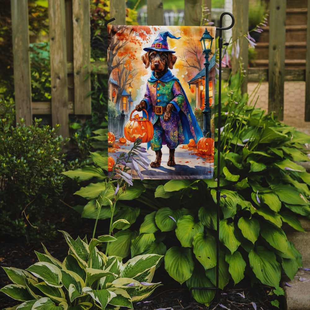 German Wirehaired Pointer Halloween Trick or Treat Garden Flag Mailbox Decorative Yard Banner Outside Patio Artwork for Flower Beds, Garden Size, Multicolor