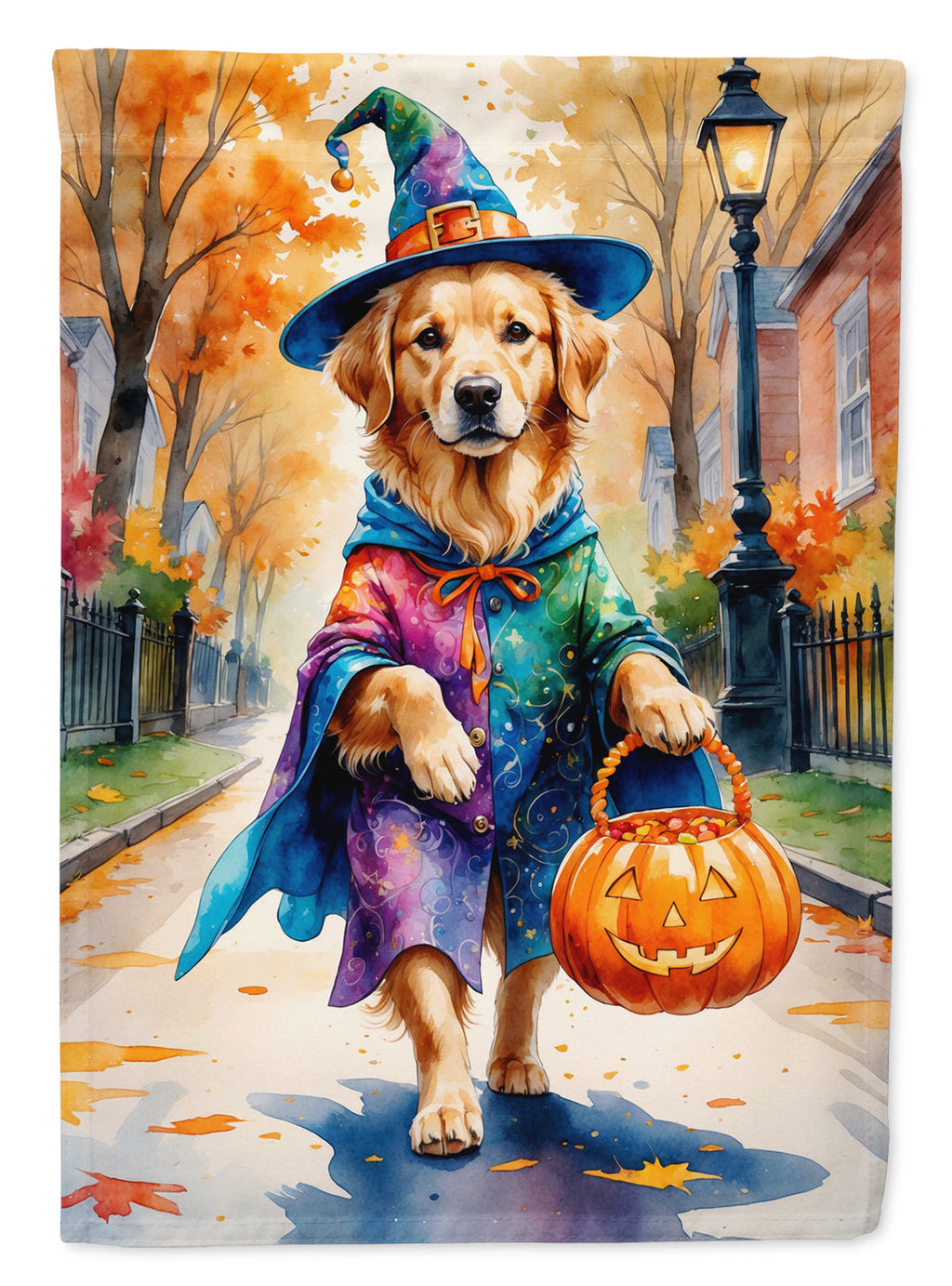 Golden Retriever Halloween Trick or Treat Garden Flag Mailbox Decorative Yard Banner Outside Patio Artwork for Flower Beds, Garden Size, Multicolor