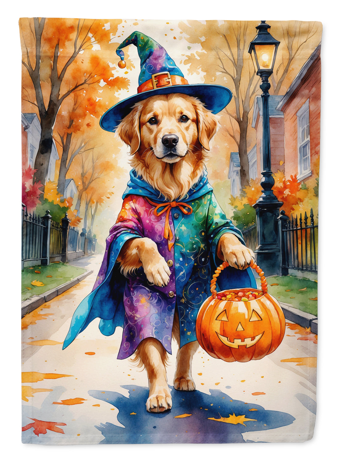 Golden Retriever Halloween Trick or Treat Garden Flag Mailbox Decorative Yard Banner Outside Patio Artwork for Flower Beds, Garden Size, Multicolor