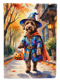 Chocolate Labradoodle Halloween Trick or Treat Garden Flag Mailbox Decorative Yard Banner Outside Patio Artwork for Flower Beds, Garden Size, Multicolor