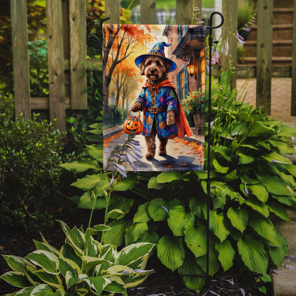 Chocolate Labradoodle Halloween Trick or Treat Garden Flag Mailbox Decorative Yard Banner Outside Patio Artwork for Flower Beds, Garden Size, Multicolor