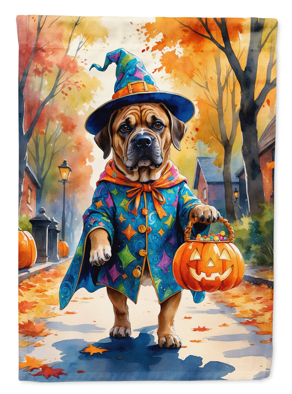 Mastiff Halloween Trick or Treat Garden Flag Mailbox Decorative Yard Banner Outside Patio Artwork for Flower Beds, Garden Size, Multicolor