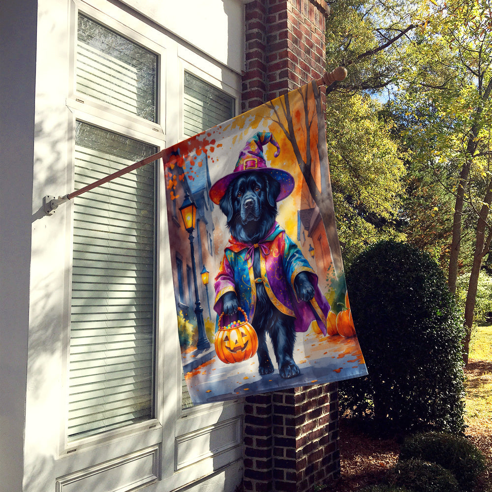 Newfoundland Halloween Trick or Treat House Flag 28x40 Porch Sleeve Pole Decorative Outside Yard Banner Artwork Wall Hanging, Polyester
