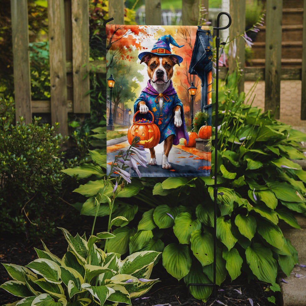 Pit Bull Terrier Halloween Trick or Treat Garden Flag Mailbox Decorative Yard Banner Outside Patio Artwork for Flower Beds, Garden Size, Multicolor