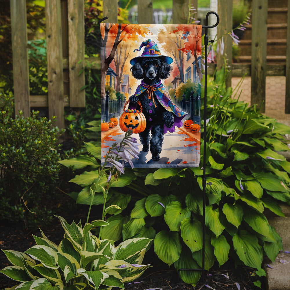 Black Poodle Halloween Trick or Treat Garden Flag Mailbox Decorative Yard Banner Outside Patio Artwork for Flower Beds, Garden Size, Multicolor
