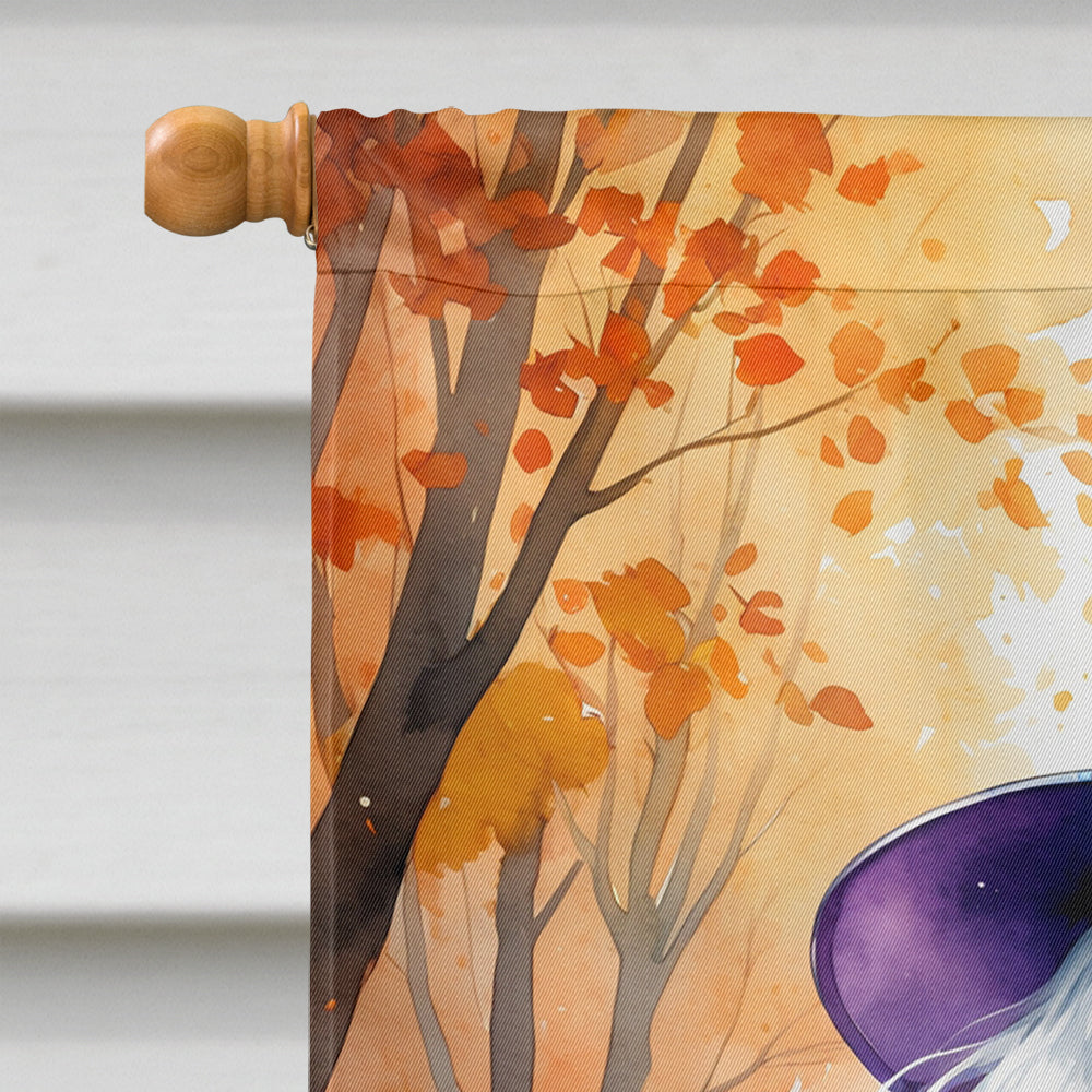 White Poodle Halloween Trick or Treat House Flag 28x40 Porch Sleeve Pole Decorative Outside Yard Banner Artwork Wall Hanging, Polyester