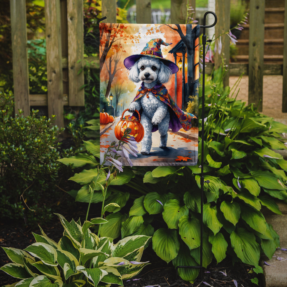 White Poodle Halloween Trick or Treat Garden Flag Mailbox Decorative Yard Banner Outside Patio Artwork for Flower Beds, Garden Size, Multicolor