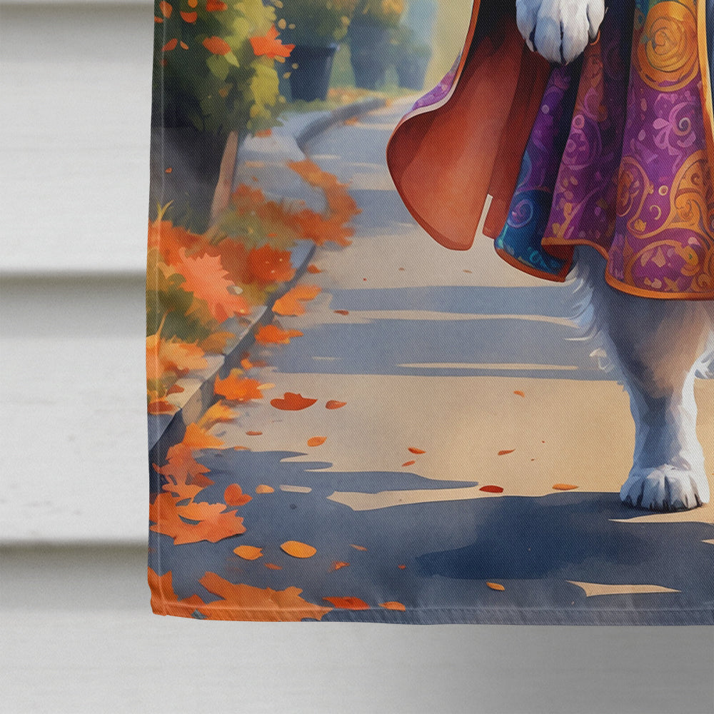 Samoyed Halloween Trick or Treat House Flag 28x40 Porch Sleeve Pole Decorative Outside Yard Banner Artwork Wall Hanging, Polyester
