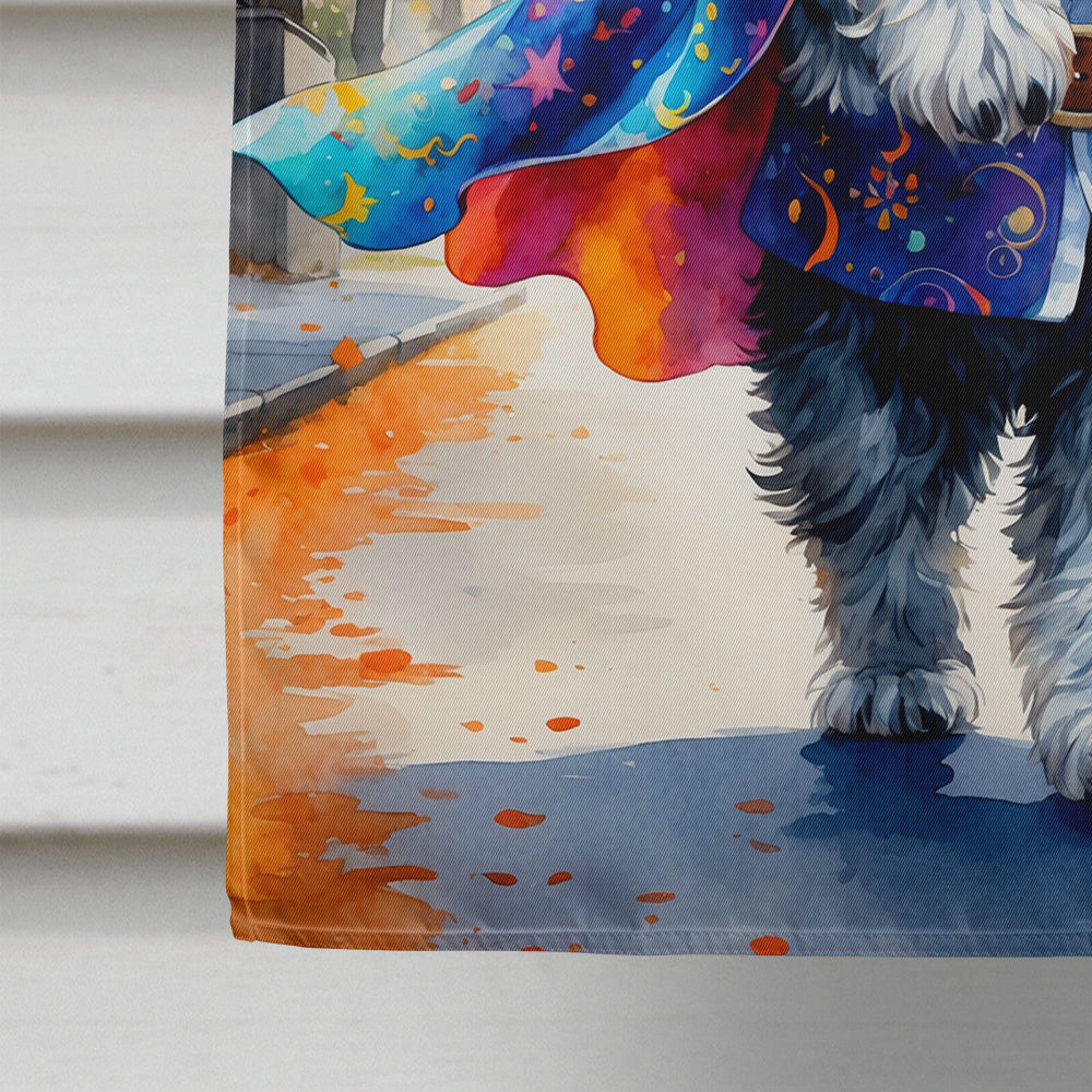 Schnauzer Halloween Trick or Treat House Flag 28x40 Porch Sleeve Pole Decorative Outside Yard Banner Artwork Wall Hanging, Polyester