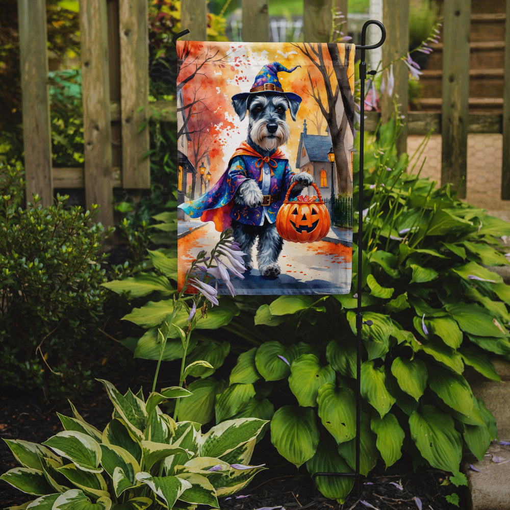 Schnauzer Halloween Trick or Treat Garden Flag Mailbox Decorative Yard Banner Outside Patio Artwork for Flower Beds, Garden Size, Multicolor