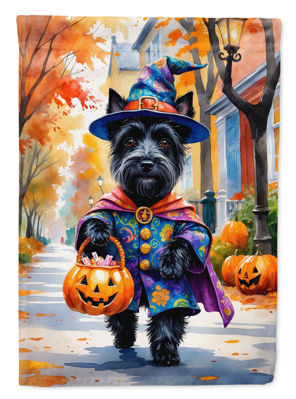 Scottish Terrier Halloween Trick or Treat Garden Flag Mailbox Decorative Yard Banner Outside Patio Artwork for Flower Beds, Garden Size, Multicolor