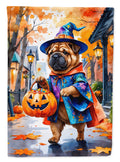 Shar Pei Halloween Trick or Treat Garden Flag Mailbox Decorative Yard Banner Outside Patio Artwork for Flower Beds, Garden Size, Multicolor
