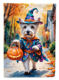 Westie Halloween Trick or Treat House Flag 28x40 Porch Sleeve Pole Decorative Outside Yard Banner Artwork Wall Hanging, Polyester