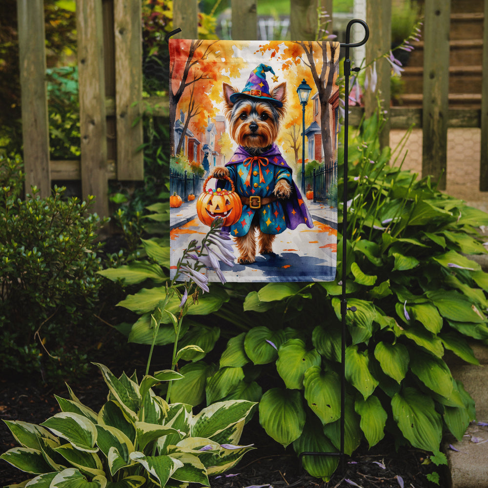 Yorkshire Terrier Yorkie Halloween Trick or Treat Garden Flag Mailbox Decorative Yard Banner Outside Patio Artwork for Flower Beds, Garden Size, Multicolor