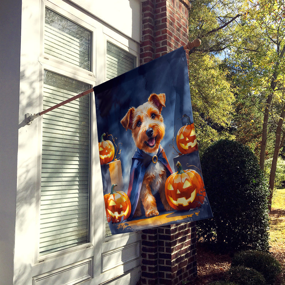 Airedale Terrier Puppy Halloween House Flag 28x40 Porch Sleeve Pole Decorative Outside Yard Banner Artwork Wall Hanging, Polyester