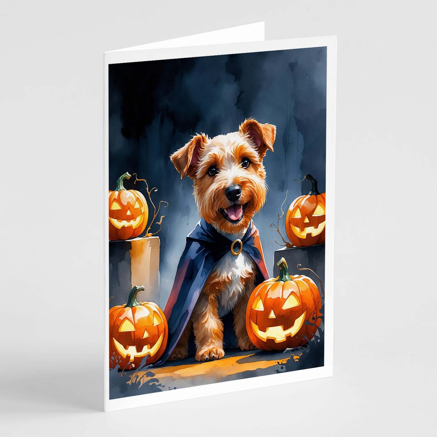 Airedale Terrier Puppy Halloween Greeting Cards Pack of 8 Blank Cards with Envelopes Whimsical A7 Size 5x7