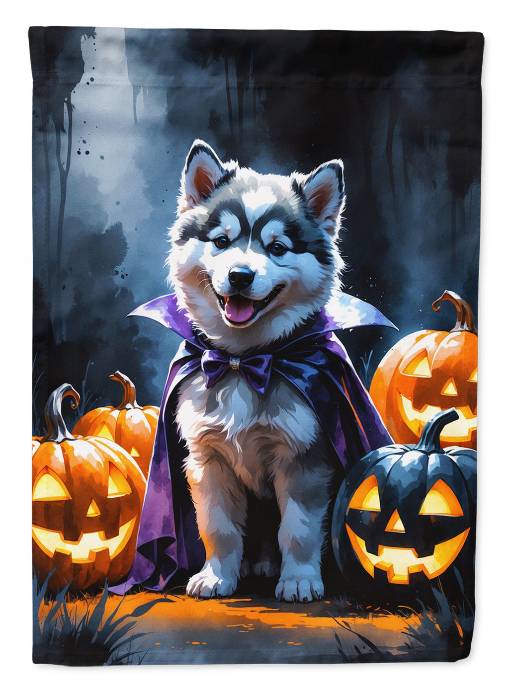 Alaskan Malamute Puppy Halloween Garden Flag Mailbox Decorative Yard Banner Outside Patio Artwork for Flower Beds, Garden Size, Multicolor
