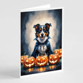 Australian Shepherd Puppy Halloween Greeting Cards Pack of 8 Blank Cards with Envelopes Whimsical A7 Size 5x7