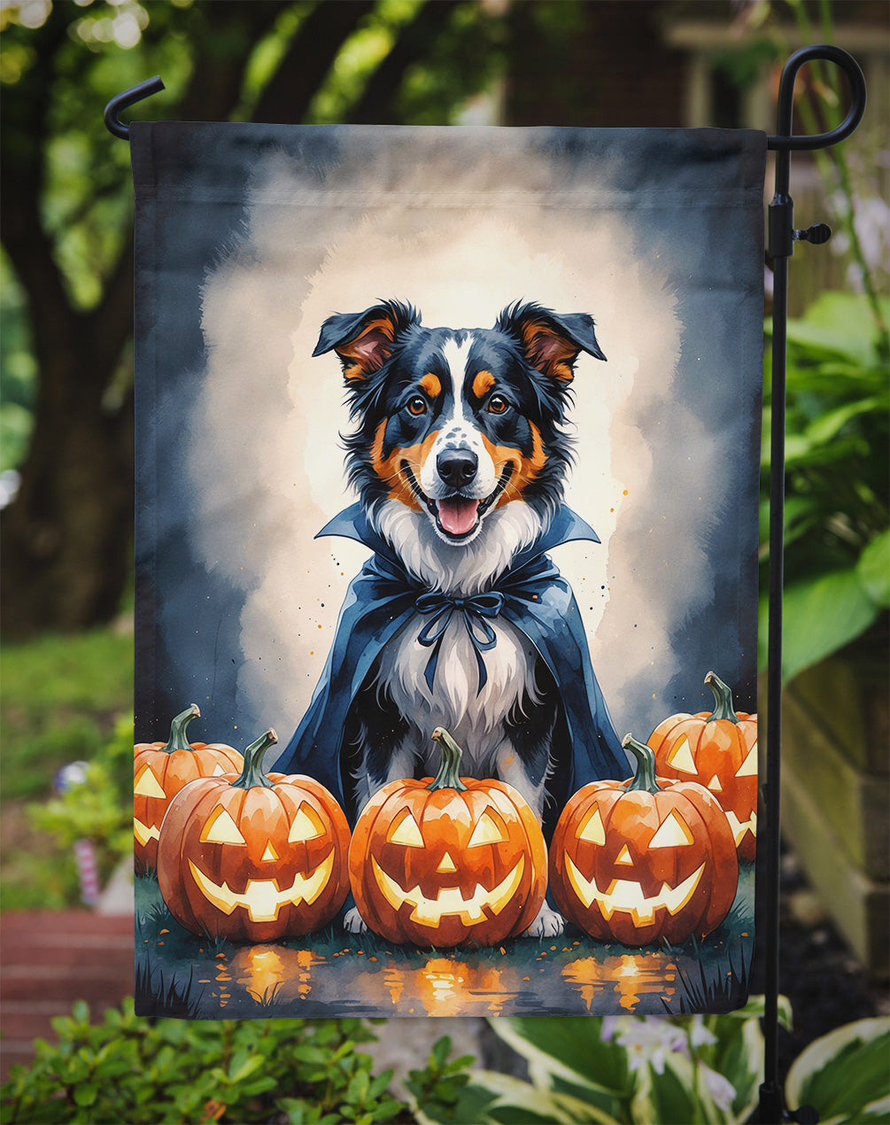 Australian Shepherd Puppy Halloween Garden Flag Mailbox Decorative Yard Banner Outside Patio Artwork for Flower Beds, Garden Size, Multicolor