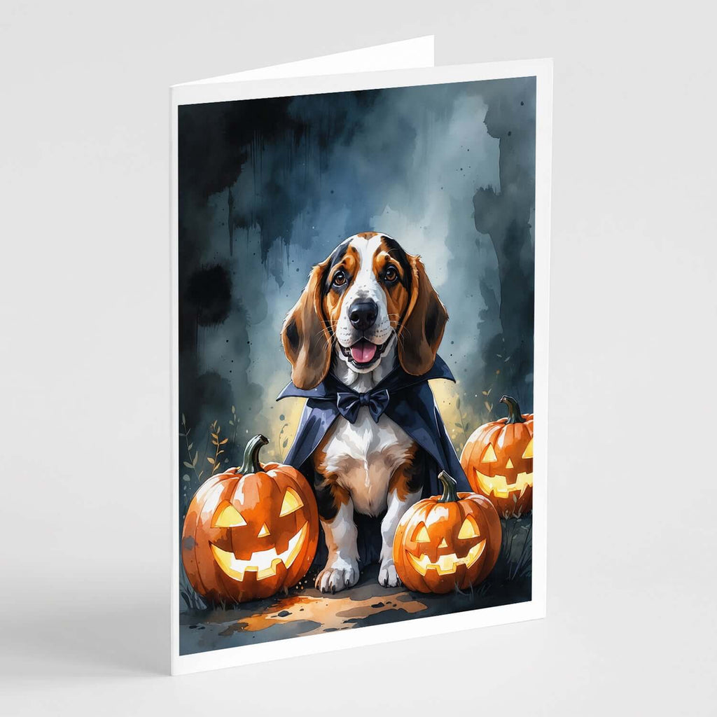 Basset Hound Puppy Halloween Greeting Cards Pack of 8 Blank Cards with Envelopes Whimsical A7 Size 5x7