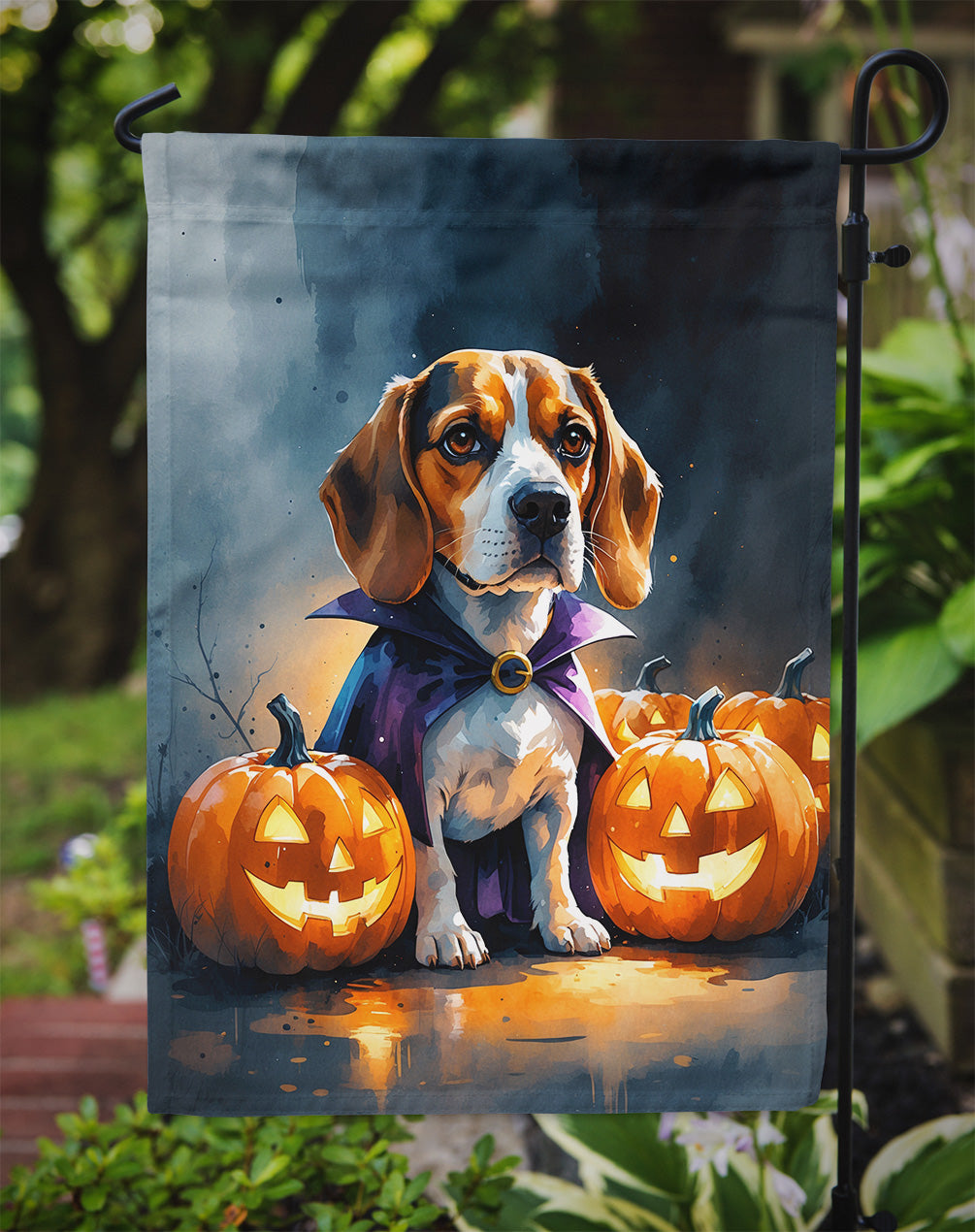 Beagle Puppy Halloween Garden Flag Mailbox Decorative Yard Banner Outside Patio Artwork for Flower Beds, Garden Size, Multicolor