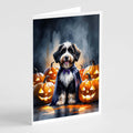 Bernedoodle Puppy Halloween Greeting Cards Pack of 8 Blank Cards with Envelopes Whimsical A7 Size 5x7