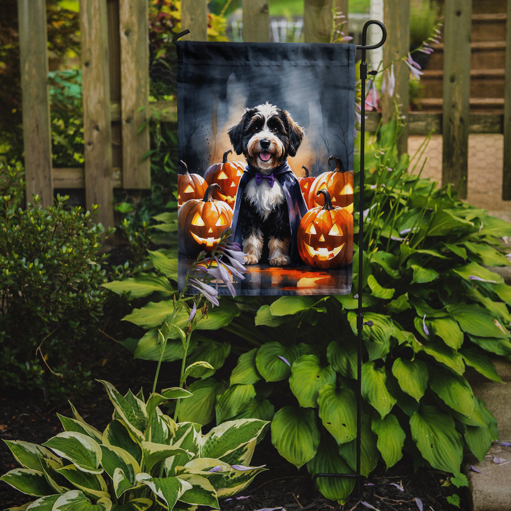 Bernedoodle Puppy Halloween Garden Flag Mailbox Decorative Yard Banner Outside Patio Artwork for Flower Beds, Garden Size, Multicolor