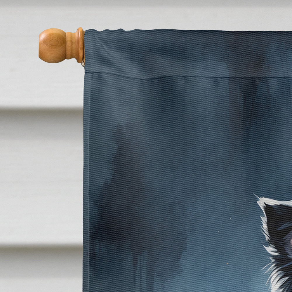 Border Collie Puppy Halloween House Flag 28x40 Porch Sleeve Pole Decorative Outside Yard Banner Artwork Wall Hanging, Polyester