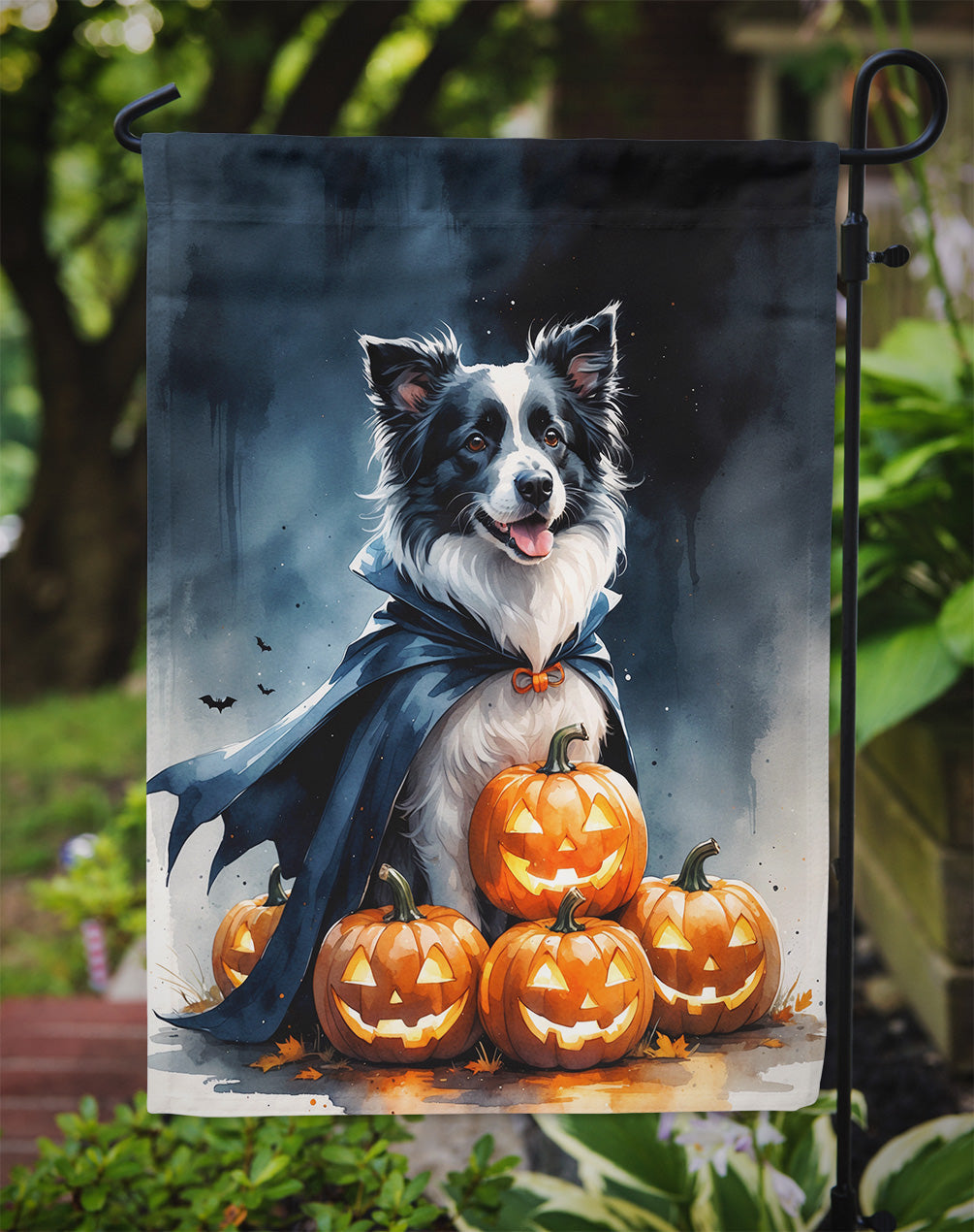 Border Collie Puppy Halloween Garden Flag Mailbox Decorative Yard Banner Outside Patio Artwork for Flower Beds, Garden Size, Multicolor