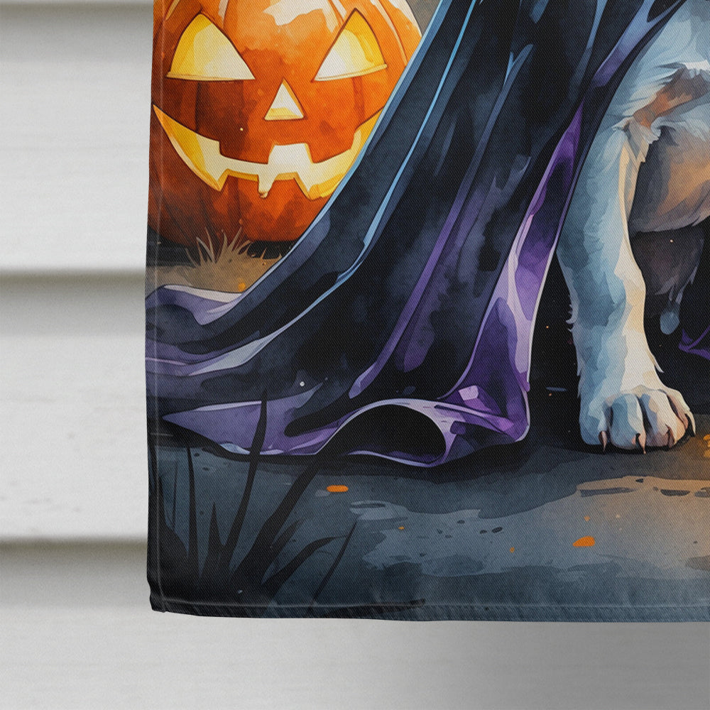 Boston Terrier Puppy Halloween House Flag 28x40 Porch Sleeve Pole Decorative Outside Yard Banner Artwork Wall Hanging, Polyester