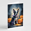 Boston Terrier Puppy Halloween Greeting Cards Pack of 8 Blank Cards with Envelopes Whimsical A7 Size 5x7