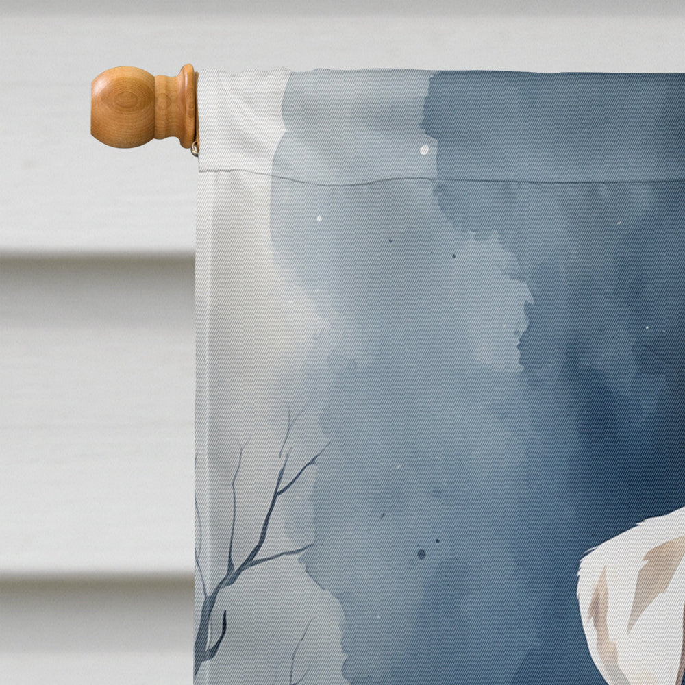 White Boxer Puppy Halloween House Flag 28x40 Porch Sleeve Pole Decorative Outside Yard Banner Artwork Wall Hanging, Polyester