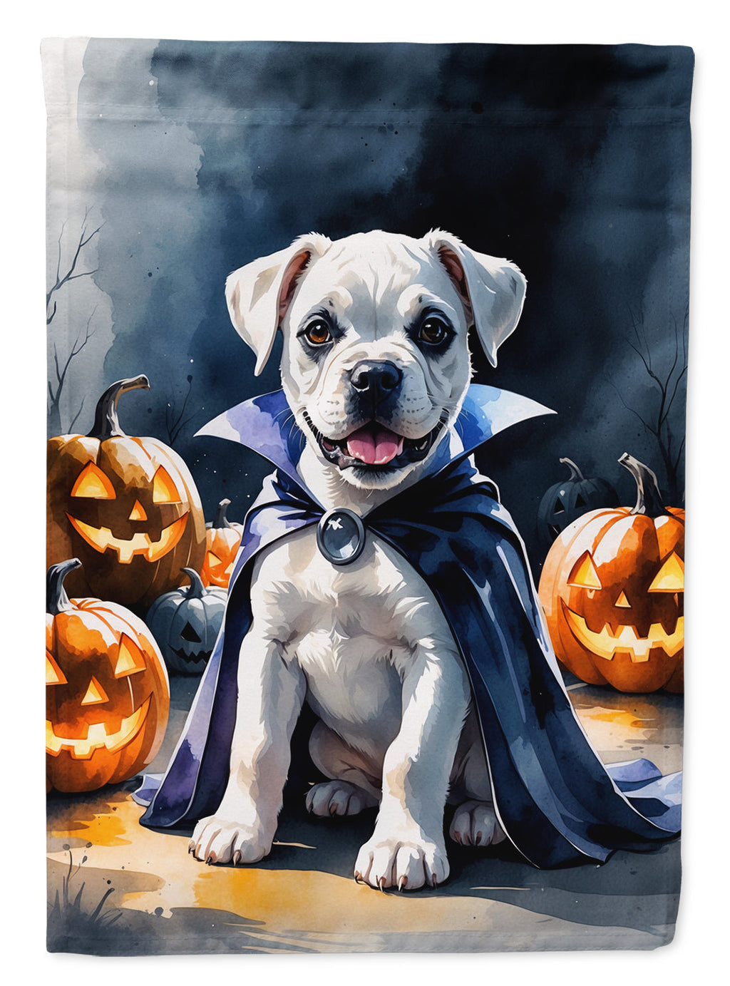 White Boxer Puppy Halloween Garden Flag Mailbox Decorative Yard Banner Outside Patio Artwork for Flower Beds, Garden Size, Multicolor