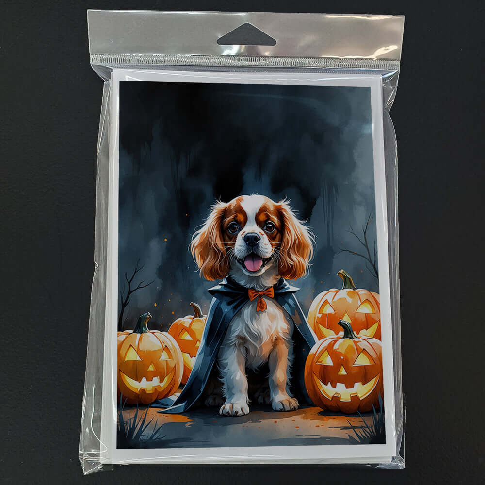 Cavalier Spaniel Puppy Halloween Greeting Cards Pack of 8 Blank Cards with Envelopes Whimsical A7 Size 5x7