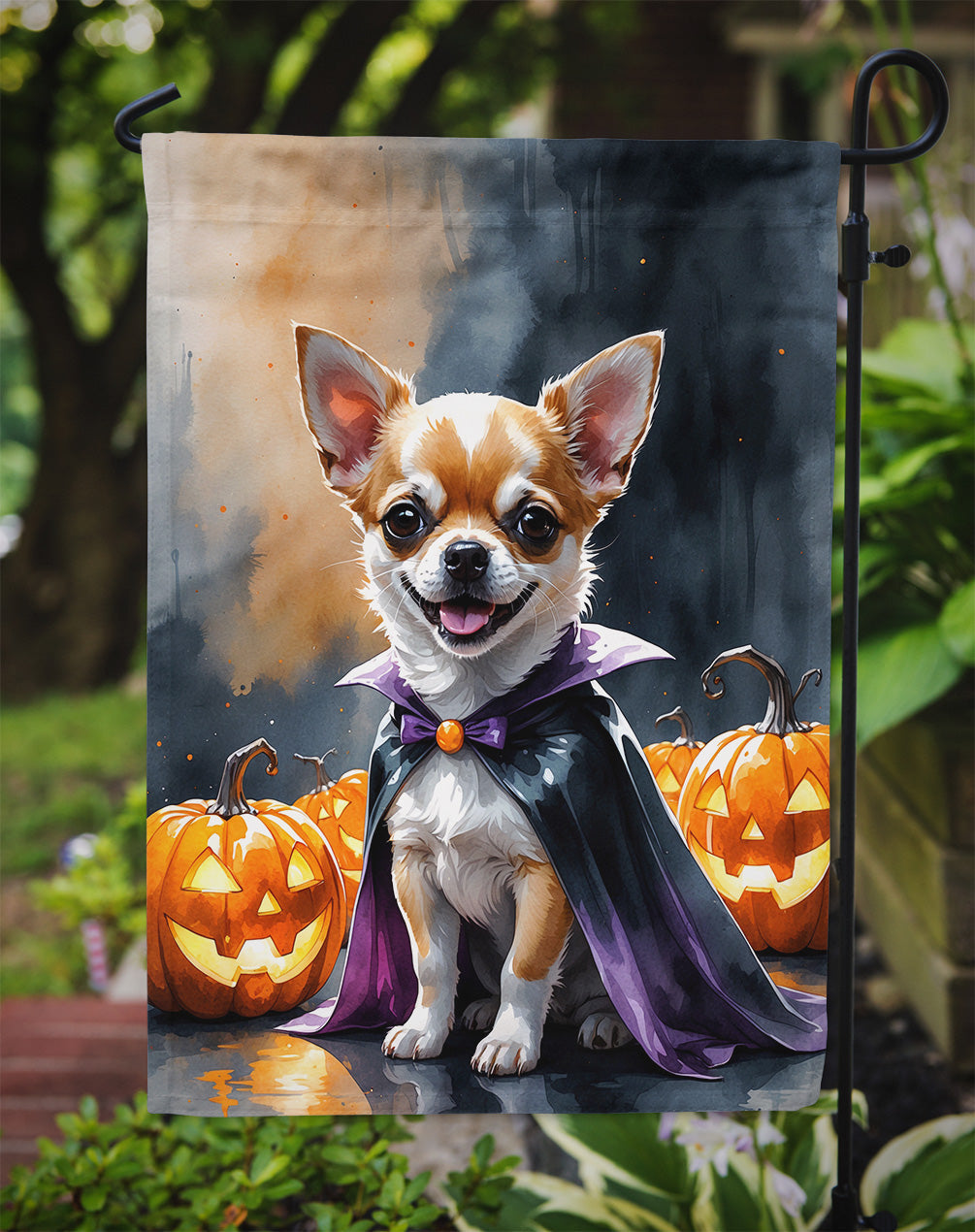 Chihuahua Puppy Halloween Garden Flag Mailbox Decorative Yard Banner Outside Patio Artwork for Flower Beds, Garden Size, Multicolor