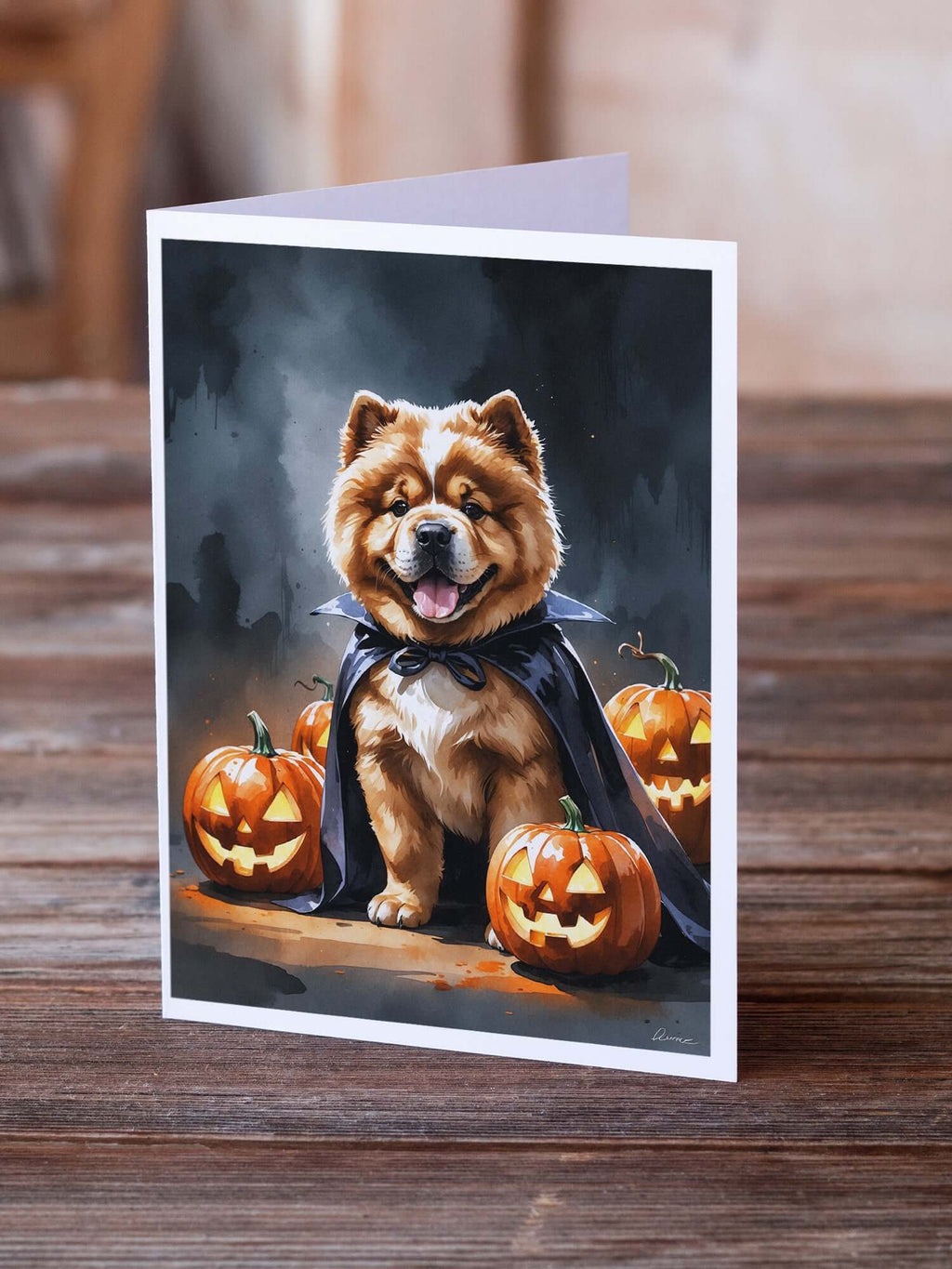 Chow Chow Puppy Halloween Greeting Cards Pack of 8 Blank Cards with Envelopes Whimsical A7 Size 5x7